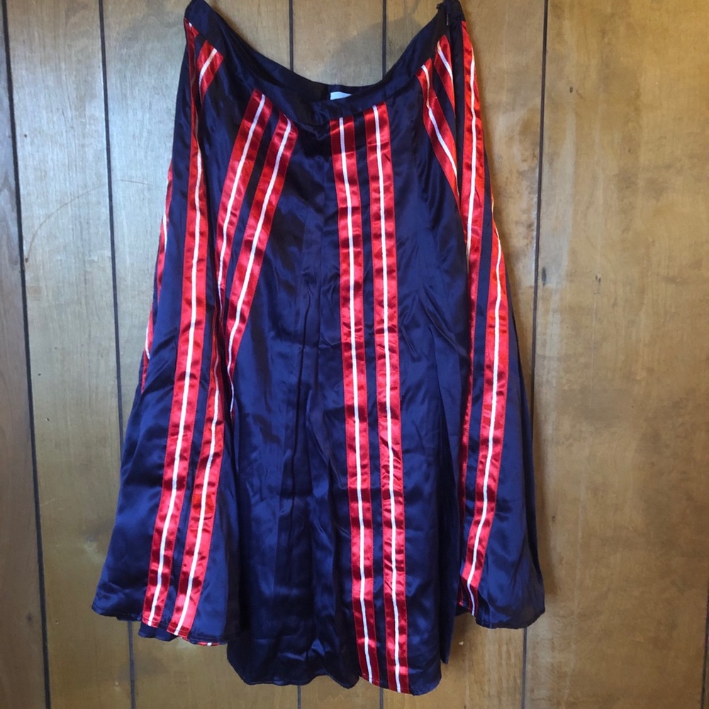 Anthropologie Silk Circle Skirt Blue, Red, White